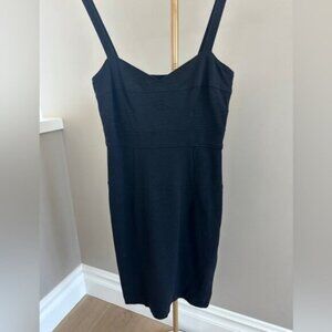 Diane von Furstenberg DVF Black Mini Dress Size 10 Stretch Piped Little Black